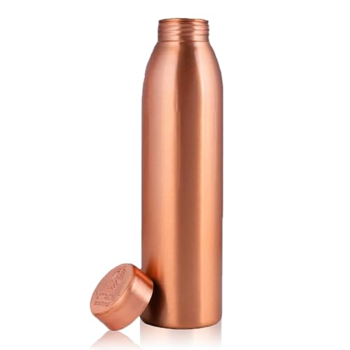 NORMAN JR Kupfer-Wasserflasche 1L Geschenkbox mit 1 Stück Schlicht ein ayurvedisches Gefäß aus reinem Kupfer hilft Ihnen mehr Wasser zu trinken mit vielen gesundheitlichen Vorteilen