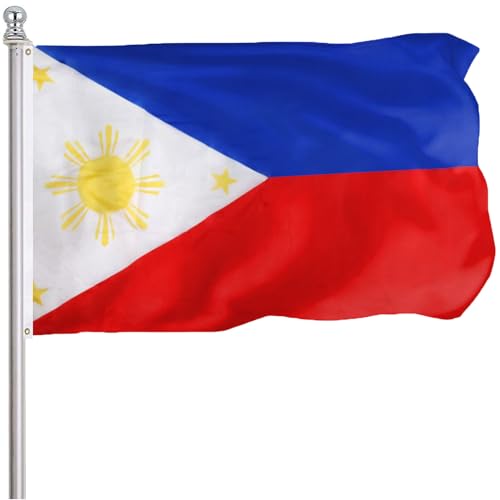FLGCLUB Philippines Philippine Flag 3x5 Ft Outdoor Vibrant Color Fade Resistant Filipino Flags Polyster Double Stitched Philippine National Flag Canvas Header and Brass Grommets