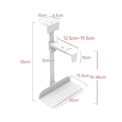 Soporte para Torre de Computadora CPU Bajo Escritorio - Soporte Universal para Caja de PC Ajustable con Giratorio de 360°, Montaje para PC Gamer Suspendido y con Ruedas (Blanco) miniatura 2
