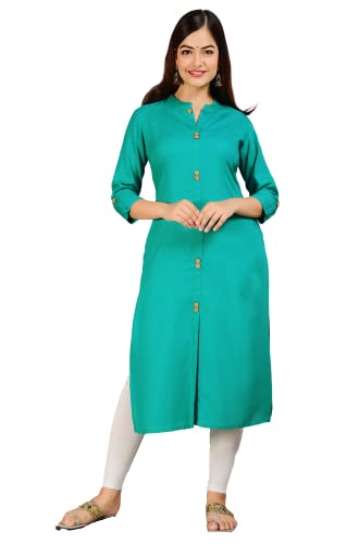 Image of NEW4U Women's Solid Rayon Straight Kurta
