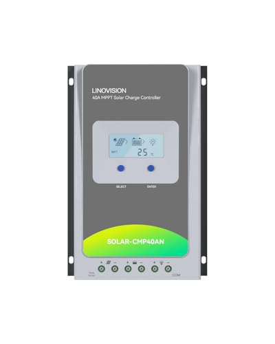 LINOVISION 40A MPPT Solar Charge Controller with Anywhere Remote Cloud Access | RS485 Smart Control & Monitoring | No Bluetooth Distance Limit | 12V/24V, Ideal for Solar Trailer / Solar Powered System