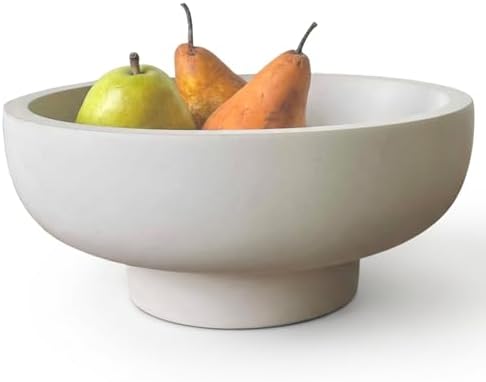 OAKOA Concrete Fruit Bowl for Kitchen Counter - Large Decorative ...