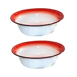 ASAKKURA 2stücke Vintage Emaille Schüsseln Robuste Suppenschalen Für Haushalt Retro Design Leicht Zu Reinigen Für Ramen Salate Suppen Must-have Küchenausstattung
