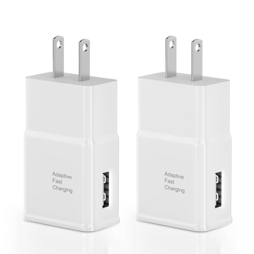 Adaptive Fast Charging USB Wall Charger Adapter for Samsung Galaxy S25 Ultra/S25/S25+/s24 S7 S8 S9 / Edge/Plus/Active, Note 5 8, 9, Quick Charge, Android Phone Travel Plug -2 Pack(White)