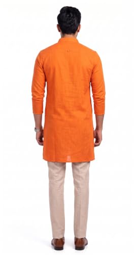 Image of Men's Cotton Blend Plain Kurta Comfortable and Stylish