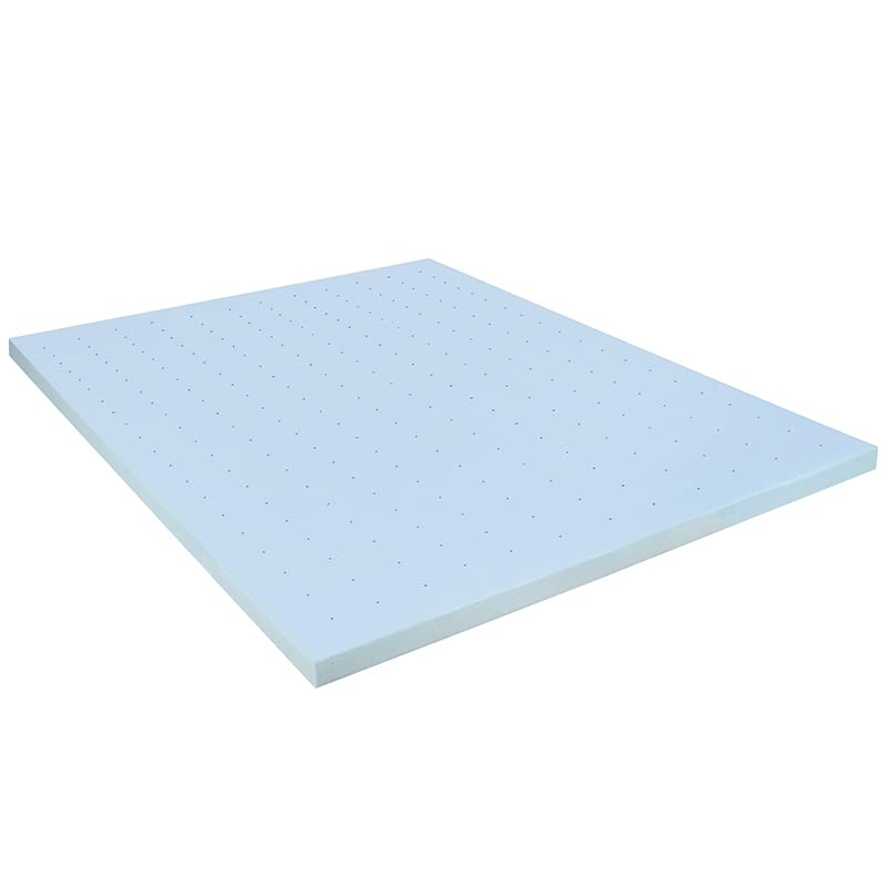 Flash Furniture Capri Comfortable Sleep 3 inch Cool Gel Memory Foam Mattress Topper - Queen, Blue