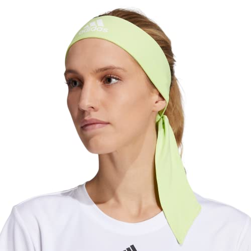 Image of adidas Alphaskin Tie Headband, Pulse Lime Green /White, One Size