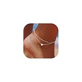 ChicSilver Silver Anklet With Initials Dainty Layered Heart Ankle Bracelets for Women