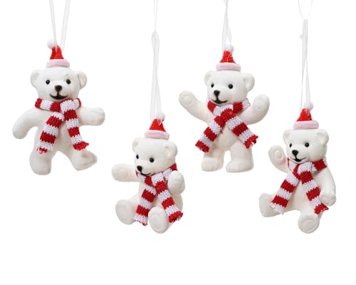 Décoration de Noël - Ours Polaire en Plastique 9,5 cm - Figurine à Suspendre Incassable - Pendentif pour Sapin - 1 Pièce Assortie