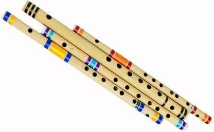 Natural Bamboo Flutes Combo Set - 40 cm Handmade Traditional Indian Bansuri - Premium 7‑Hole Bamboo Flute for Beginners & Professionals - Rich Warm Tone with Carry Bag