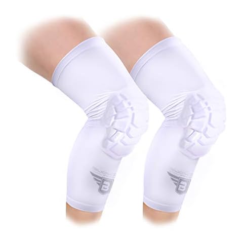 Bucwild Sports Knee Pads/Padded Compression Pro Knee Sleeves (1 Pair) Youth & Adult Sizes - Basketball Wrestling Volleyball Black White Red Blue Cover