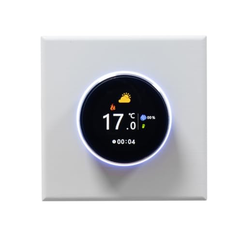 Adept Technology Smart Dial WiFi Thermostat - Underfloor Heating Temperature Manual and Smartphone Control System, Touch Screen Programmable Thermostat, Save Energy and Heating Costs, White