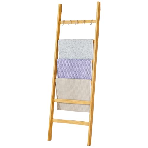 Yorbay Handtuchleiter Bambus 6 Sprossen: Kleiderleiter mit 2...
