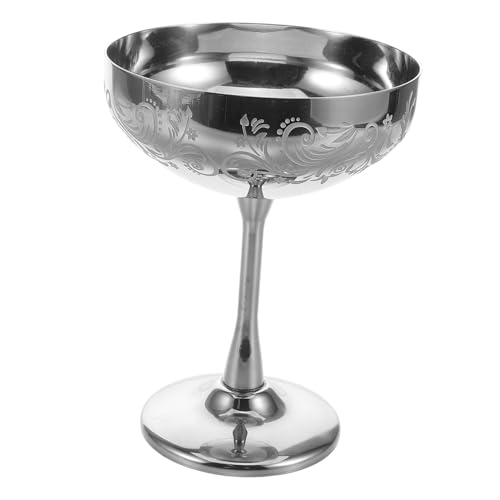 ZUNOXAZ Coppa Gelato in Acciaio Inossidabile con Piedistallo e Inciso Bicchiere Elegante per Dessert e Vino e Feste