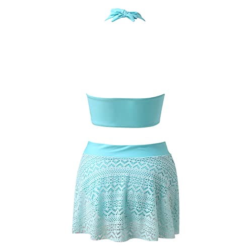 Tankini bleu clair XXL pour femme avec maillot de bain dos nu et jupe courte chic - 6