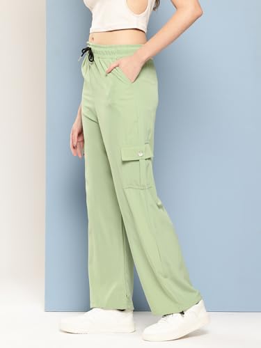 Image of Aarika Womens Casual Wear Black Colour Solid Crep Cargo Pant