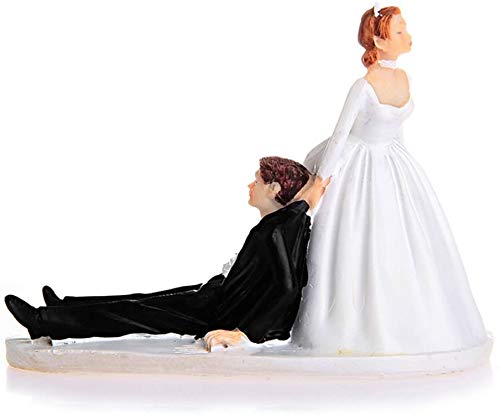 Ausuky - Decorazione per torta nuziale, coppia di statuette romantiche, sposo divertente