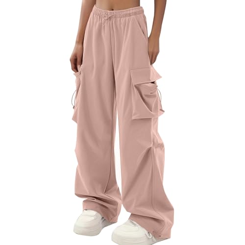 Cargo Pants Womens Baggy Parachute High Waisted Wide Leg Pants Fashion Teen Girls Y2k Streetwear Outdoor Jogger Pants