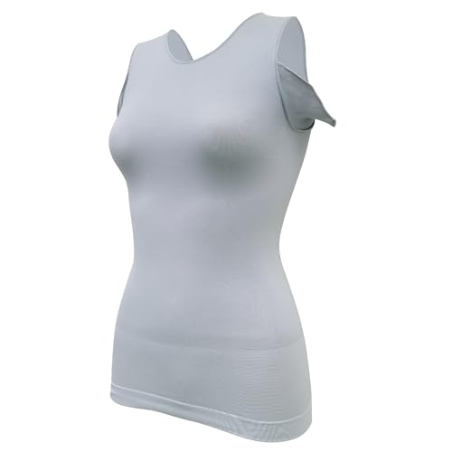 Seamless Crew Neck Tank with Double Axilla Flaps Lightweight, Breathable Chafe-Free for Men Women (Gray Pink, XS-L)