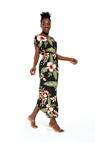 Image of Family Matching Hawaiian Clothes, Black Rafelsia | Lightweight 100% rayon • Family matching outfits • Beach vacations • Luaus • Cruises • Family photos