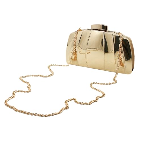 Image of Women Sparkly Clutch Purse Unique Metallic Evening Bag Metal Box Handbag Purse Wedding Party Clutch Shoulder Bag