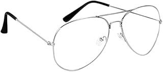 Santimo Valtina lens enterprise Silver Frame Clear Lens Aviator Sunglasses for Men's and Women's (Transparent Lens)