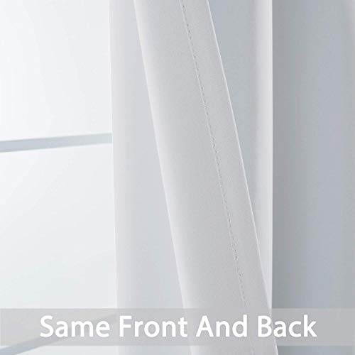 Yakamok 90 Inch Length Room Darkening Drapes Blackout Curtains for Bedroom,Thermal Insulated Grommet Curtain Panels for Living Room,52W x 90L,Greyish White, One Pair