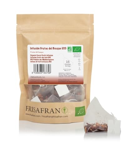 FRISAFRAN | Infusión de Frutos del Bosque Ecológica en Pirámides 15 Uds | 30g | Bolsas De Té | Relajante | Rico en Vitaminas | Té frutos del bosque | infusión te de frutos | infusiones vitaminicas