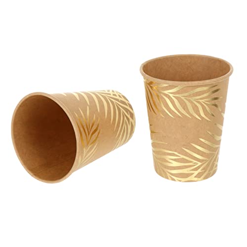 PATKAW 1 Juego Bandeja De Papel Tazas Tropicales Tazas De Café Reutilizables con Tapas Vajilla De Papel Decoración Fiesta Lapto Taza para Beber Contenedor De Agua De Papel Brown 8 Piezas