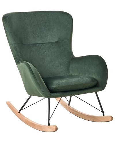 Beliani Stilvolles Schaukelsessel mit samtigem Polsterbezug dunkelgrün Ellan