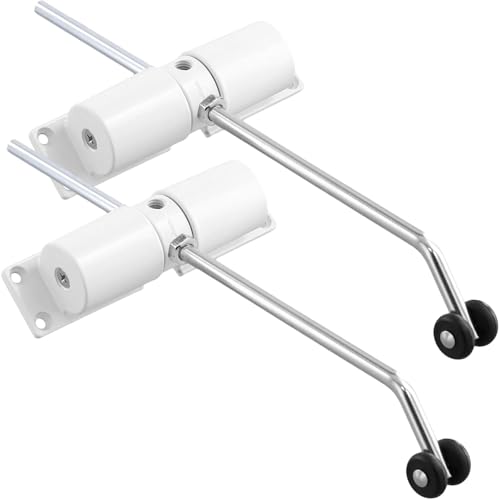 FUNSUEI 2 PCS 16.7 x 14 cm White Aluminum Alloy Automatic Door Closer, Quiet Auto Door Closing, Suitable for Metal, Fire, Wooden, Civil Doors