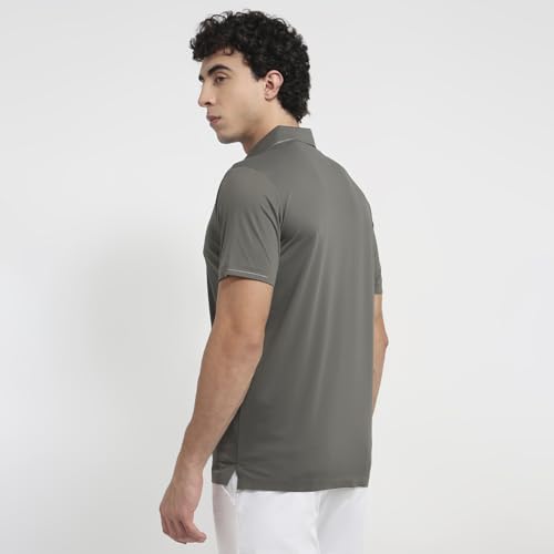 Image of Park Avenue Men Slim Fit Solid Pattern Nylon Blend Polo Neck Half Sleeve Casual T-Shirt
