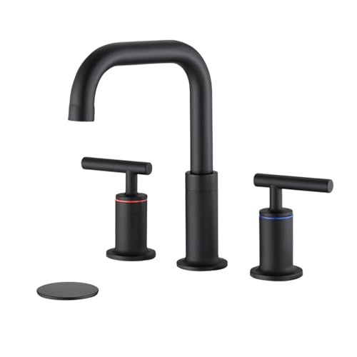 Robinet d'évier de salle de bain répandu 8 pouces avec bonde pop-up noire