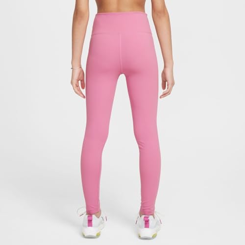 Nike One Big Kids' (Girls') Dri-FIT High-Waisted Leggings (FZ5605-646, Magic Flamingo/White)3