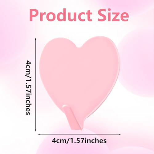 COMNICO 6 Pack Heart Shaped Adhesive Hooks Decorative Hanging Wall Hook Stainless Steel Sticky Hangers Cute Heavy Duty Hooks Without Nails for Keys Towel Home Kitchen Bathroom Office Classroom
