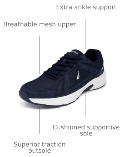 Image of Nautica Mens Running Sneakers Sport Fashion Lace-Up Athletic Soft Shoes for Gym Tennis Men - Cushioned, Breathable, Lightweight & Comfortable