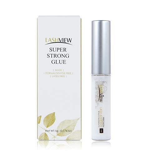 LASHVIEW Eyelash Glue,Latex-Free,Strong Hold,White Lash Glue,False Eyelashes Glue,Eyelash Adhesive,Waterproof Sensitive Glue, Eyelash Glue