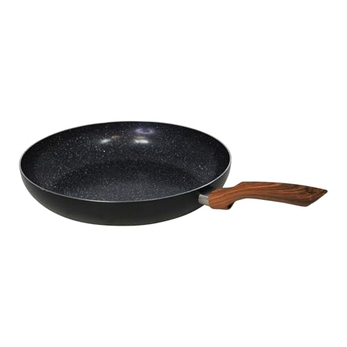 Image of IMUSA 12-Inch Ceramic Nonstick Frying Pan – Black Speckled Aluminum Skillet with Wood-Style Handle, PFOA-Free – Healthy Non-Stick Cookware for All Stovetops