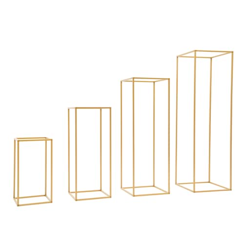 SuhoFutus Juego de 4 taburetes para flores, soporte de metal para flores, 4 alturas 40/60/80/100 cm, soporte moderno para flores y plantas para bodas, salón y decoración de eventos de bricolaje