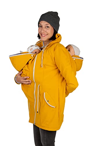 Viva la Mama - Tragejacke für Zwillinge Tandemtragejacke Allwetter Softshell - PINA Twin - senfgelb - L