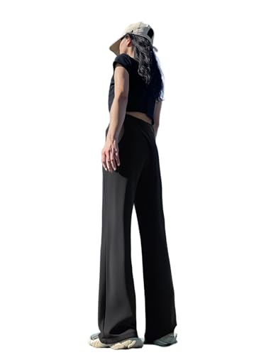 Women's High Waisted Straight Leg Stretch Trousers Solid Color Professional Work Pants for Business Casual.2