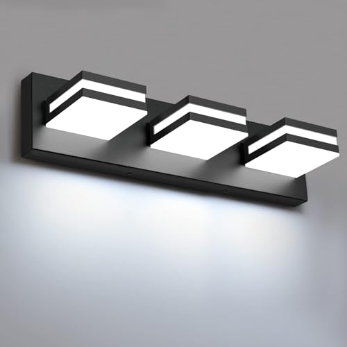 IZORRO LED Modern Bathroom Lights Fixtures(3-Light,Dimmable,360&deg;Rotate),Matte Black Acrylic Wall...