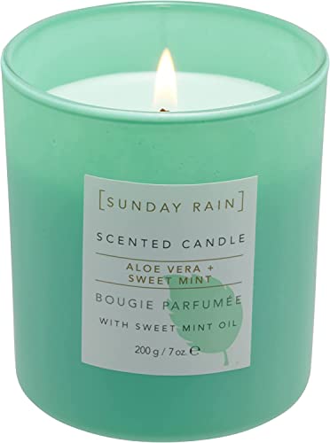 Sunday Rain Aloe Vera & Sweet Mint Soy Candle, with Aromatherapy Oils, Up to 40 Hours Burn Time, Refreshing & Calming Fragrance, 265g - Image 2