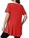 JollieLovin Women Plus Size Short Sleeve Summer Long Tunic Tops Loose Fit T-Shirt to Wear with Leggings(1X,Red)
