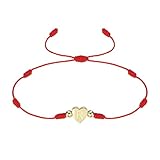 PATIKIL イニシャルブレスレット、調節可能なハートリンク文字Rハンドメイドロープ編みブレスレット 金メッキアルファベットチャームジュエリー 女性 ティーン ママ 誕生日 レッド