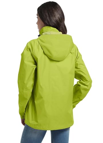 ATLASLAVA Regenjacke Damen Dünne Faltbar Fahrradjacke Wasserdicht Leicht Outdoorjacke mit Kapuze Fahrrad Wandern Zitrone Grün XL