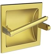 WZKALY Recessed Gold Toilet Paper Holder, in Wall Toilet Paper Holder Pivoting, Gold Wall Mount T...