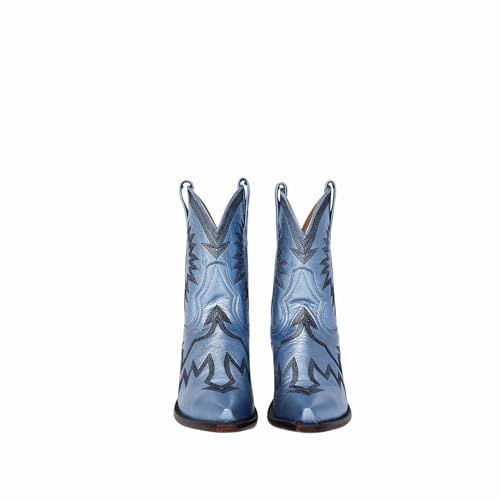 Women Cowboy Ankle Boots With Classic Embroidered Pointy Toe Chunky Heels Pulled Up Women's Fashion Cowboy Boots4