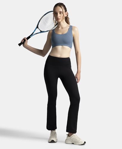 Image of Jockey AP20 Women Wirefree Padded Tactel Nylon Elastane Stretch Full Coverage Racerback Styling Active Sports Bra with StayFresh and StayDry Treatment
