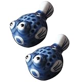 BESTonZON Stäbchen Halter Keramik Japanischer Stil Kugelfisch Form Essstäbchen Ablagen Stäbchen Kissen Stäbchenbänke Essstäbchen Rest Löffelablage für Restaurant Zuhause Tischdeko 2 Stück Dunkelblau